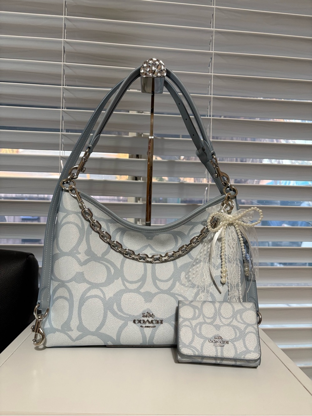 COACH Laurel Medium Signature Canvas Bag + Matching Wallet Set